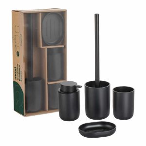 Conjunto p/ banheiro c/4pçs preto – Mood