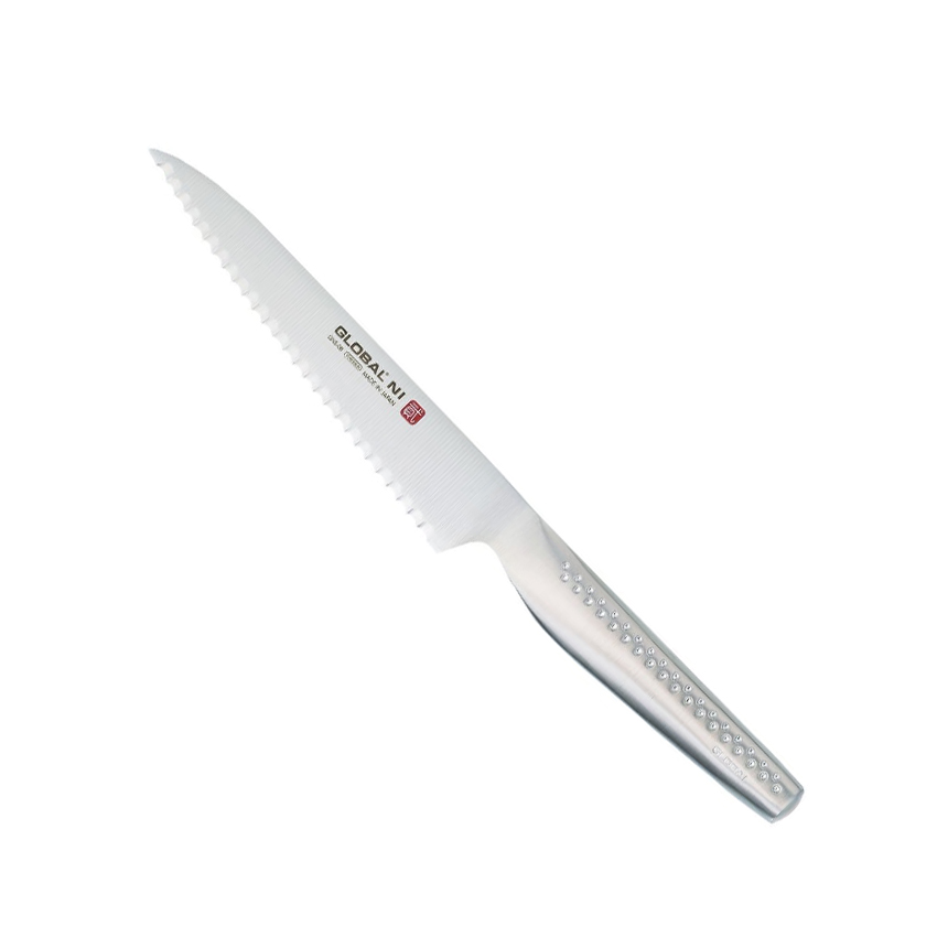 Faca Global GNS-08 – Faca utilitária oriental serrilhada, 12,5 cm