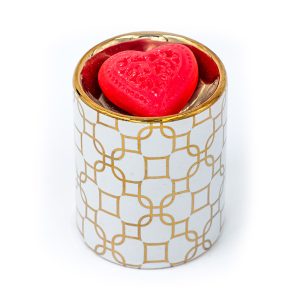 Purificador com queimador pequeno de essências – branco e dourado