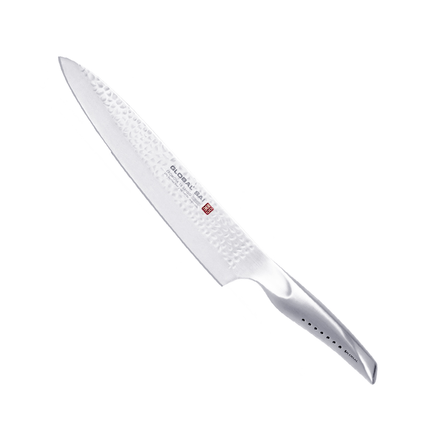 Faca Global SAI-06 – Faca de Cozinha (Chef), Acabamento Martelo, 25 cm