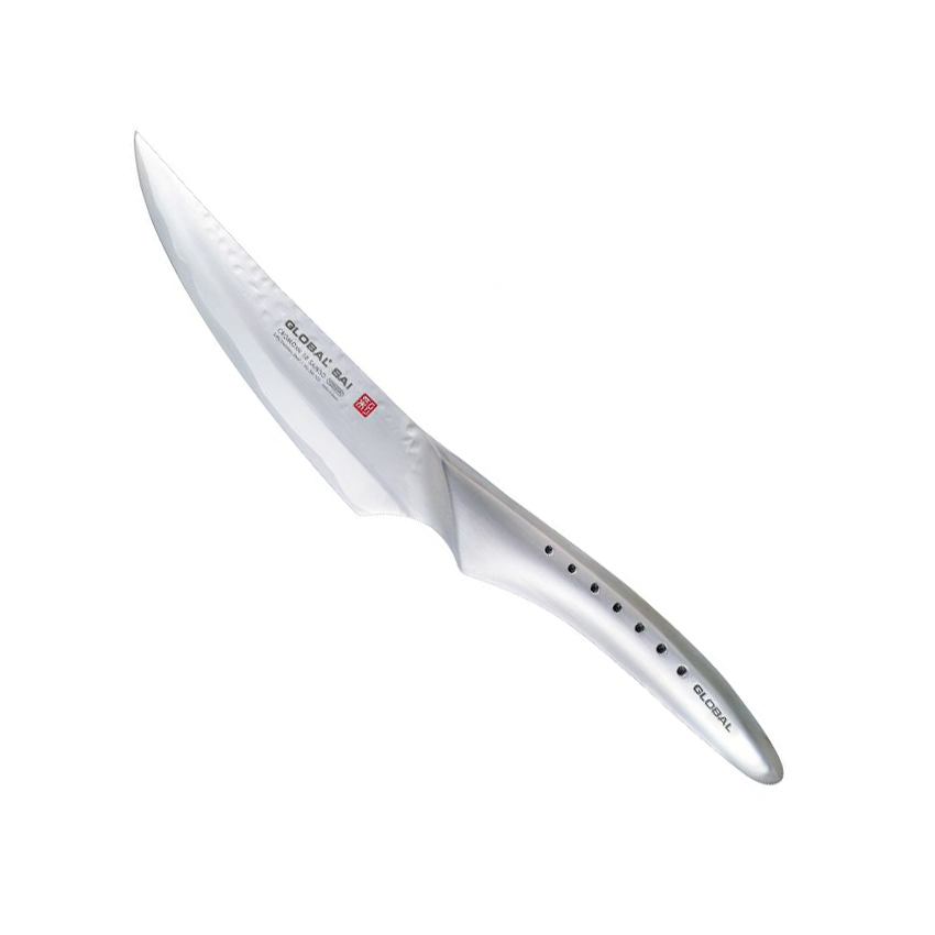 Faca Global SAI-T03 – Faca para bife, acabamento em martelo, 11,5 cm