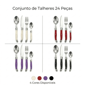 Aço inoxidável Talheres Set, Faca Bife, Garfo, Sopa, Chá Colher 24PCSb
